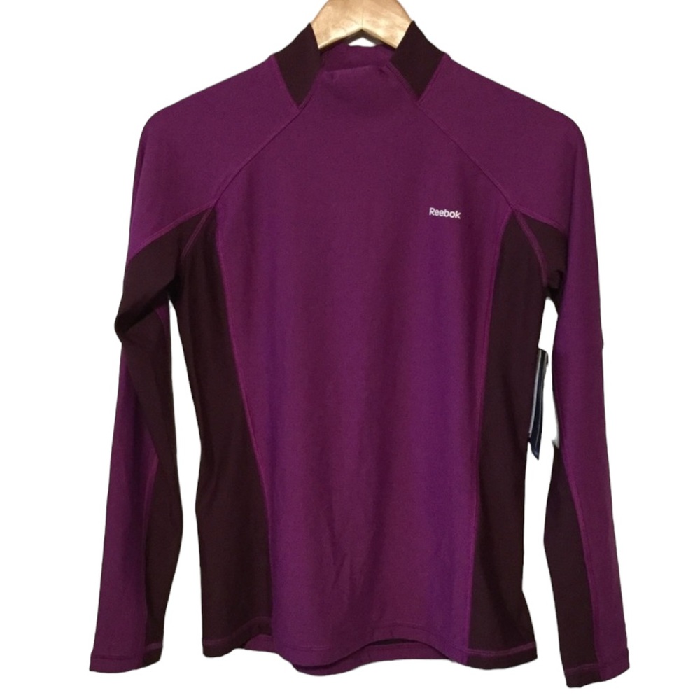 REEBOK Womens sz Medium Cold Compression Long Sleeve Mock Turtleneck Top Purple
